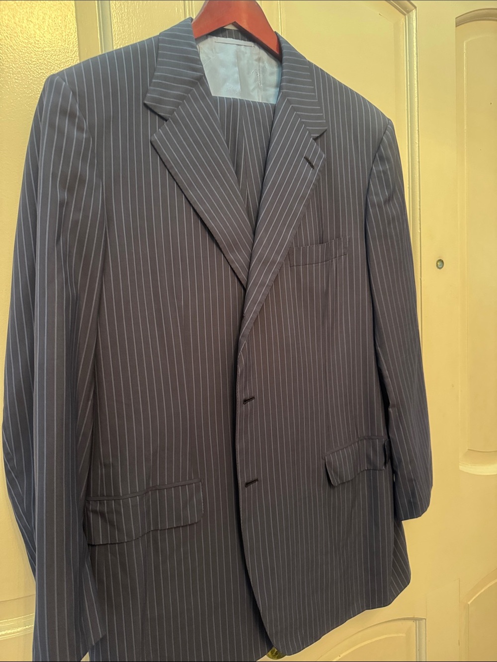 Brioni Navy Pinstripe Men's Suit Jacket